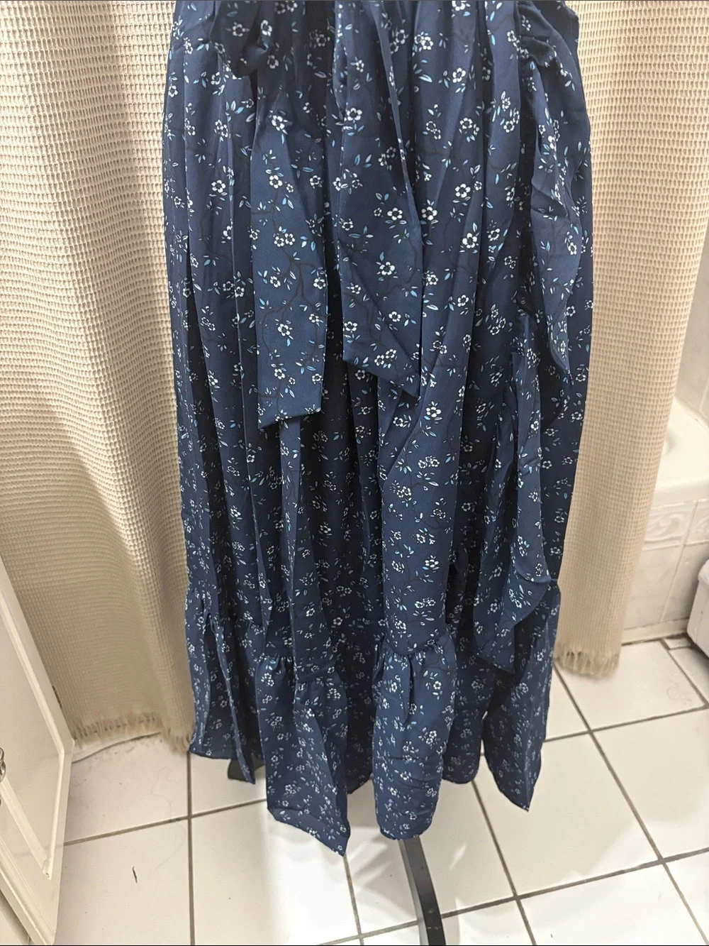 kate spade Navy Blue Floral Maxi Dress with Ruffle Details